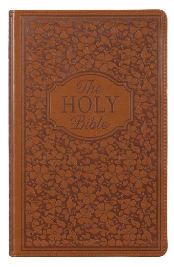 KJV Giant Print Floral Brown Faux Leather
