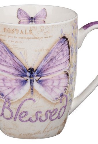 Mug Butterfly Purple Blessed Jer. 17:7