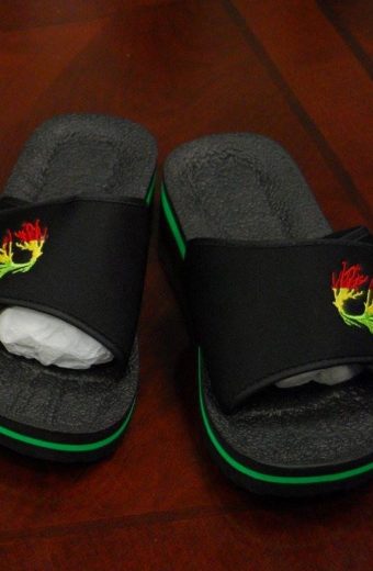 Jah Rock Slippers (Black & Green)