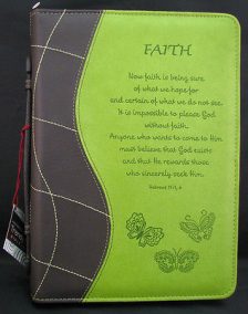 Bible Cover Trendy LuxL Faith Lrg Grn