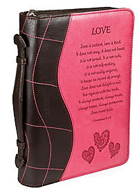 Bible Cover Pink Love 1  Cor 13: 4-8 Lrg