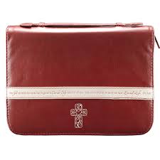 Bible Cover Luxleather W/Cross Lrg Brg