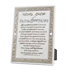 Faith Hope Love Desktop Plaque